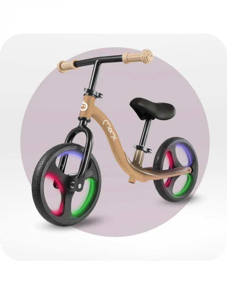 Bicicleta fara pedale cu roti led, pentru copii, 2 ani+, Momi Isoka - Bej [3]