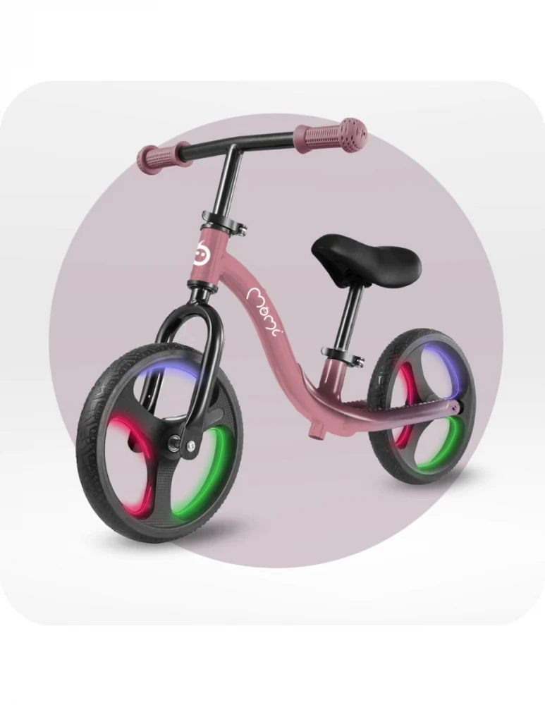 Bicicleta fara pedale cu roti led, pentru copii, 2 ani+, Momi Isoka - Roz [5]