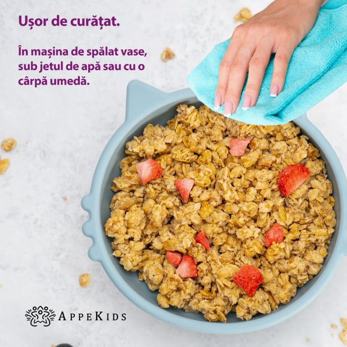 Bol din silicon, AppeKids, Kitty I - Albastru [5]