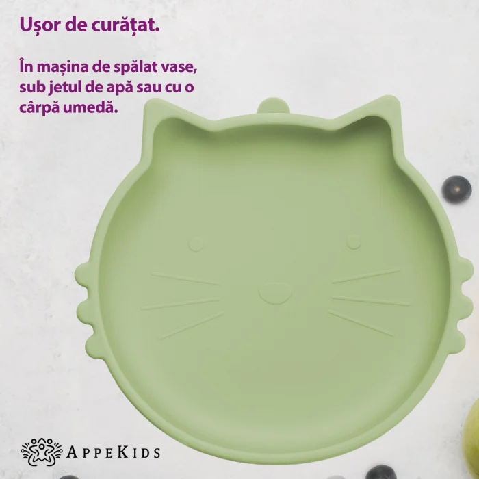 Bol din silicon, AppeKids, Kitty II - Verde [4]
