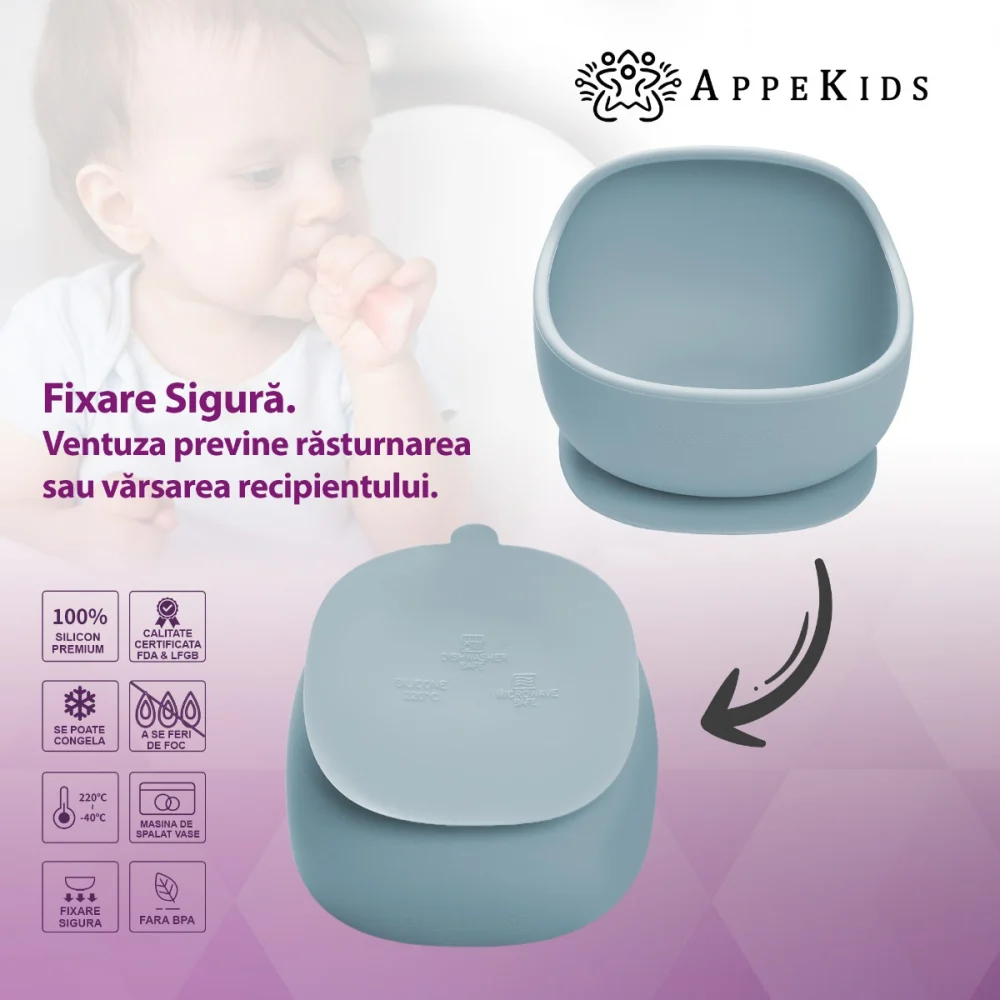 Bol din silicon cu ventuza, AppeKids, Classic - Albastru [6]