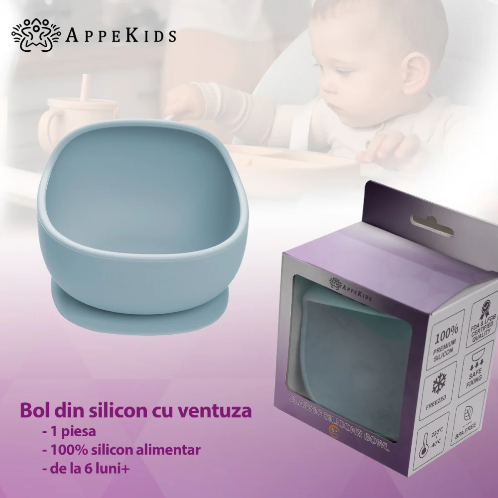 Bol din silicon cu ventuza, AppeKids, Classic - Albastru [3]