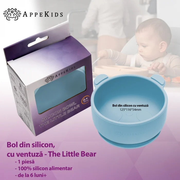 Bol din silicon cu ventuza, AppeKids, The Little Bear - Albastru [2]