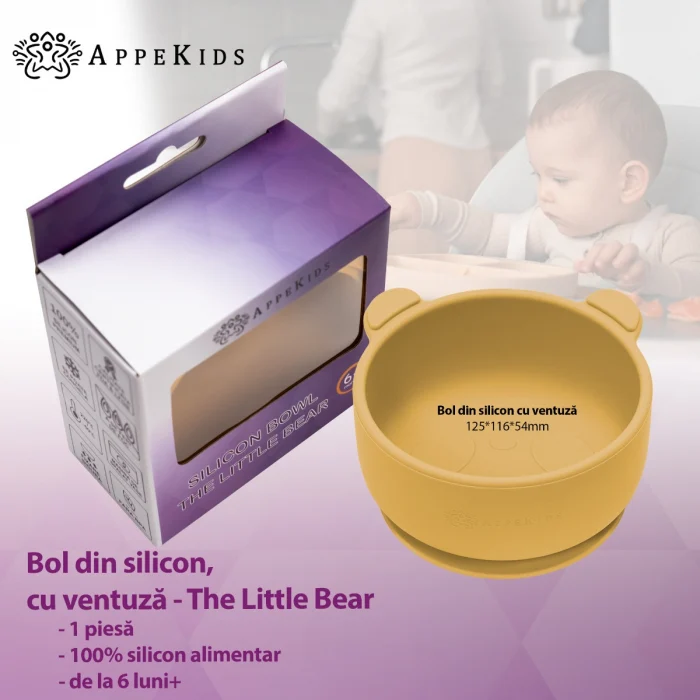 Bol din silicon cu ventuza, AppeKids, The Little Bear - Galben [3]