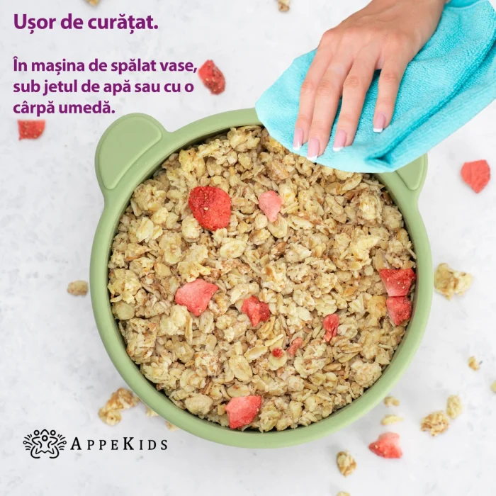 Bol din silicon cu ventuza, AppeKids, The Little Bear - Verde [5]