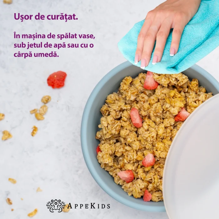 Bol din silicon cu ventuza si capac, AppeKids - Albastru [4]