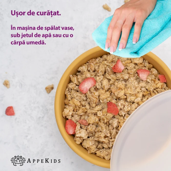 Bol din silicon cu ventuza si capac, AppeKids - Galben [3]