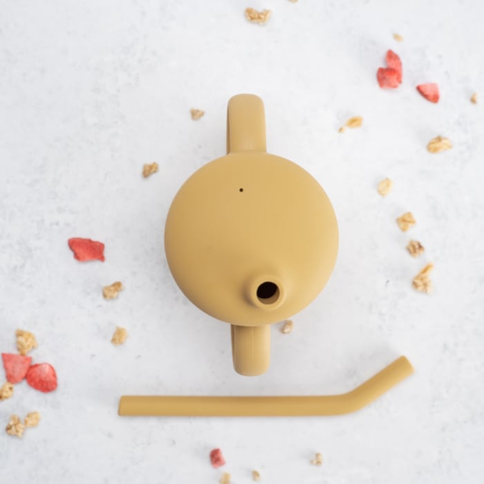 Cana din silicon cu pai, AppeKids - Galben Miere [5]