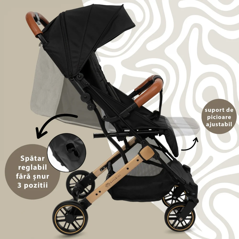 Carucior Sport AppeKids Travel, Ultracompact, Tip Troller - Negru [2]