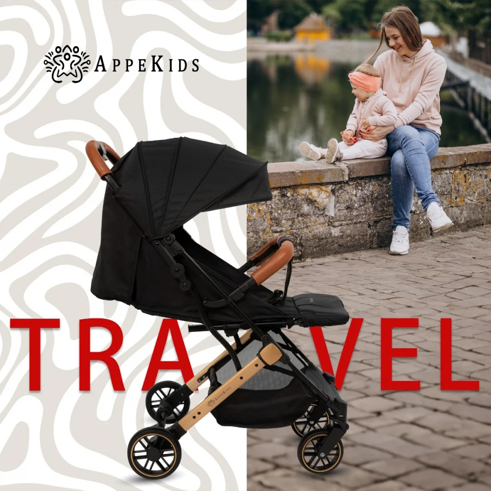 Carucior Sport AppeKids Travel, Ultracompact, Tip Troller - Negru [4]