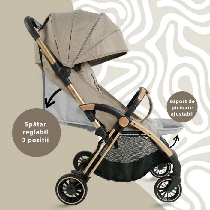 Carucior Sport AppeKids – Upp – Ultracompact, Pliere automata, De la nastere la 22kg - Bej [5]