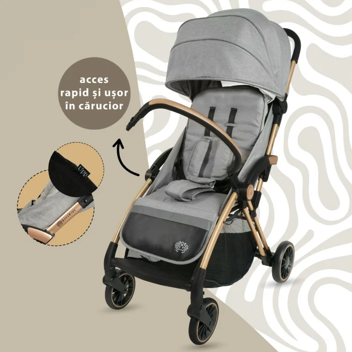Carucior Sport AppeKids – Upp – Ultracompact, Pliere automata, De la nastere la 22kg - Gri [2]