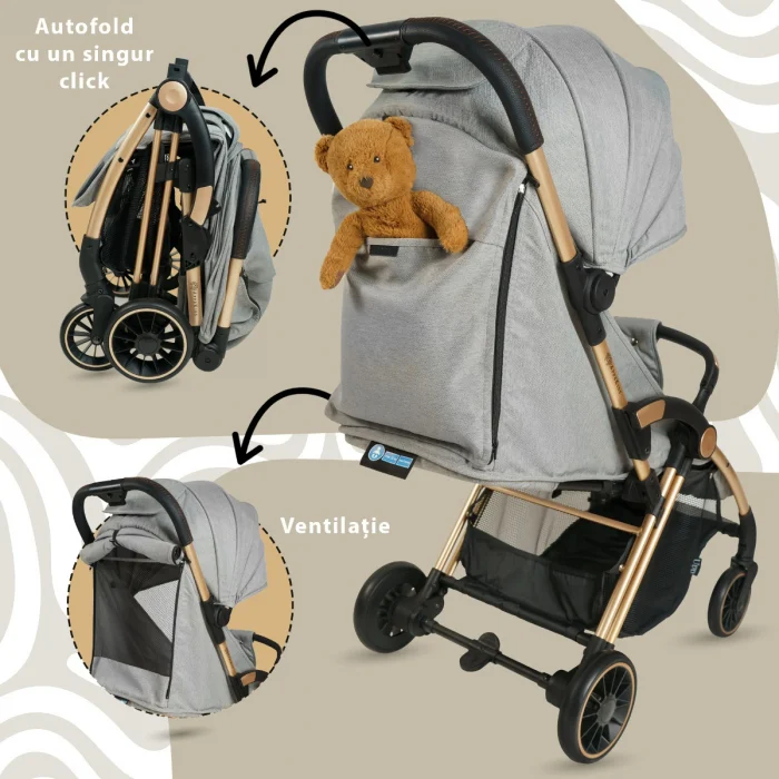 Carucior Sport AppeKids – Upp – Ultracompact, Pliere automata, De la nastere la 22kg - Gri [4]