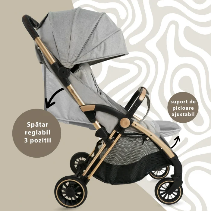 Carucior Sport AppeKids – Upp – Ultracompact, Pliere automata, De la nastere la 22kg - Gri [3]