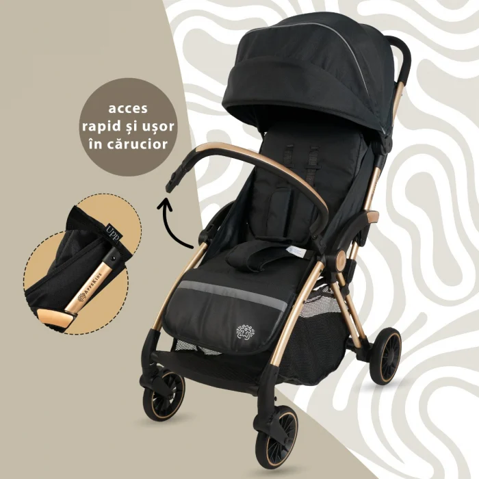 Carucior Sport AppeKids – Upp – Ultracompact, Pliere automata, De la nastere la 22kg - Negru [3]