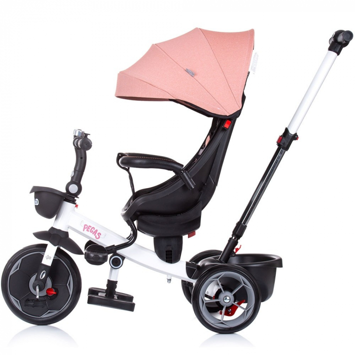 Tricicleta copii 1 an+, cu sezut reversibil, negru-roz, Chipolino Pegas [2]