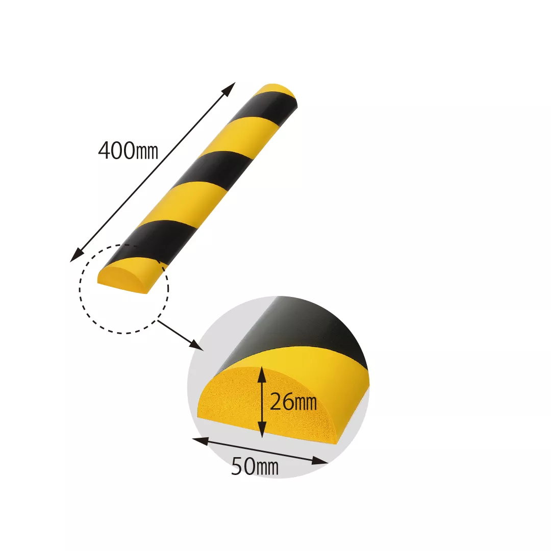 Coltar protectie perete, semicilindric, din spuma, negru/galben, 50x400x26mm [2]