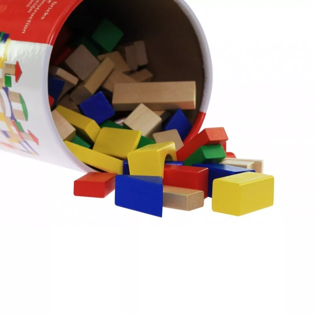 Cuburi pentru construit, din lemn, pentru copii, 100 buc, Goki [4]