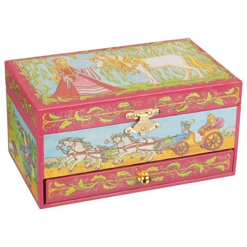 Cutie muzicala, cu unicorn, pentru fetite, 19.3 x 11 x 9.8 cm, de lemn, Goki [2]