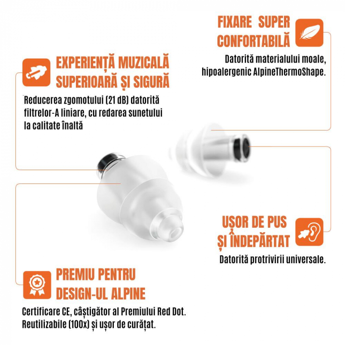 Dopuri de urechi antifonice adulți pentru petreceri și concerte, SNR 21 dB [5]