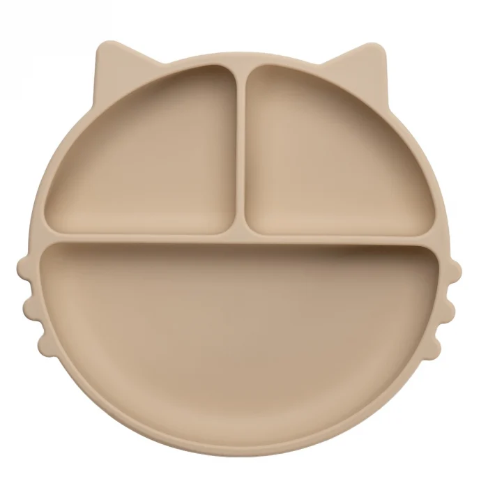 Farfurie compartimentata din silicon cu ventuza, AppeKids - Kitty - Bej [5]