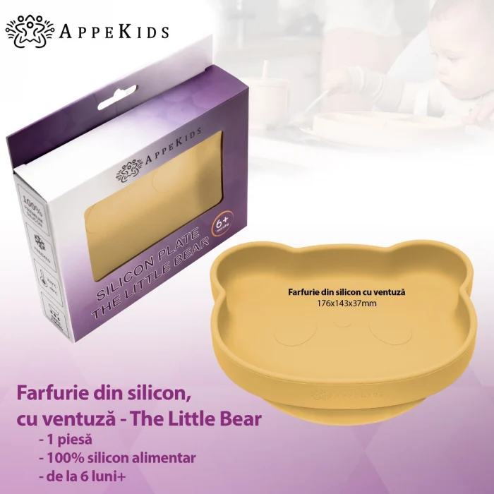 Farfurie din silicon cu ventuza, AppeKids, Panda - Galben [3]