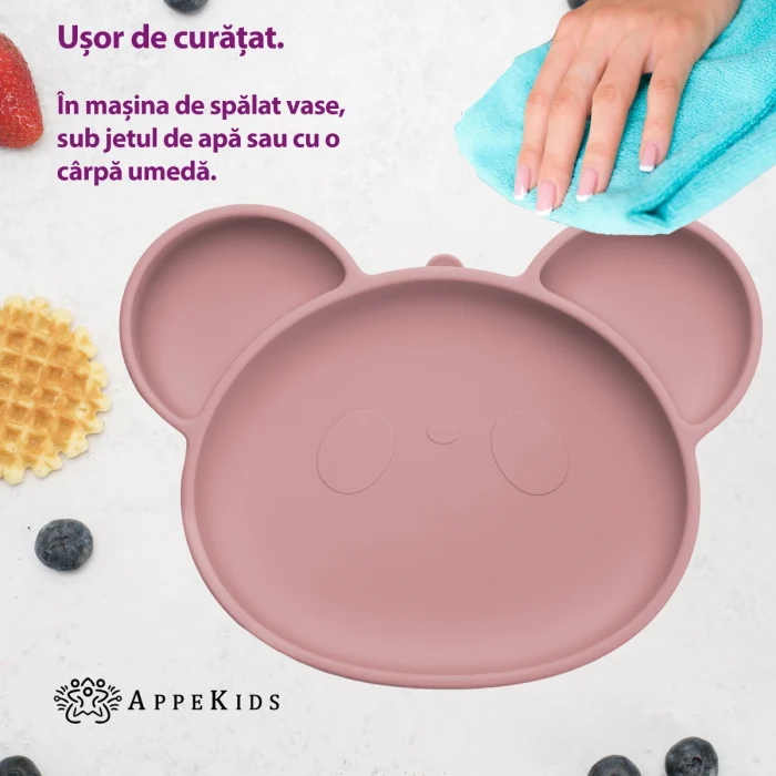 Farfurie din silicon cu ventuza, AppeKids, Panda - Roz [2]