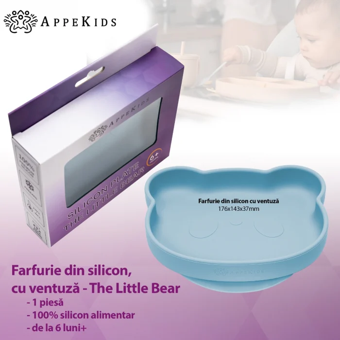 Farfurie din silicon cu ventuza, AppeKids, The Little Bear - Albastru [3]