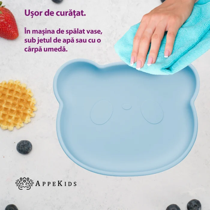 Farfurie din silicon cu ventuza, AppeKids, The Little Bear - Albastru [2]