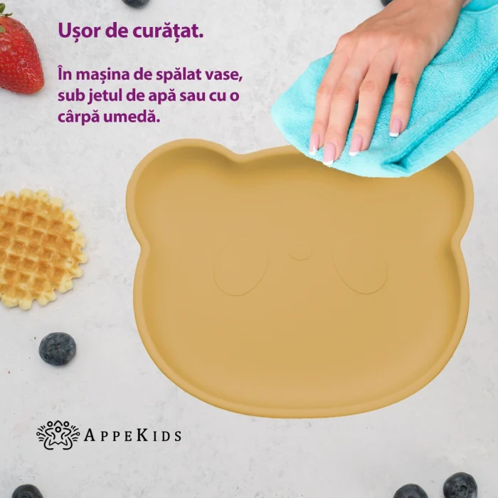 Farfurie din silicon cu ventuza, AppeKids, The Little Bear - Galben [2]