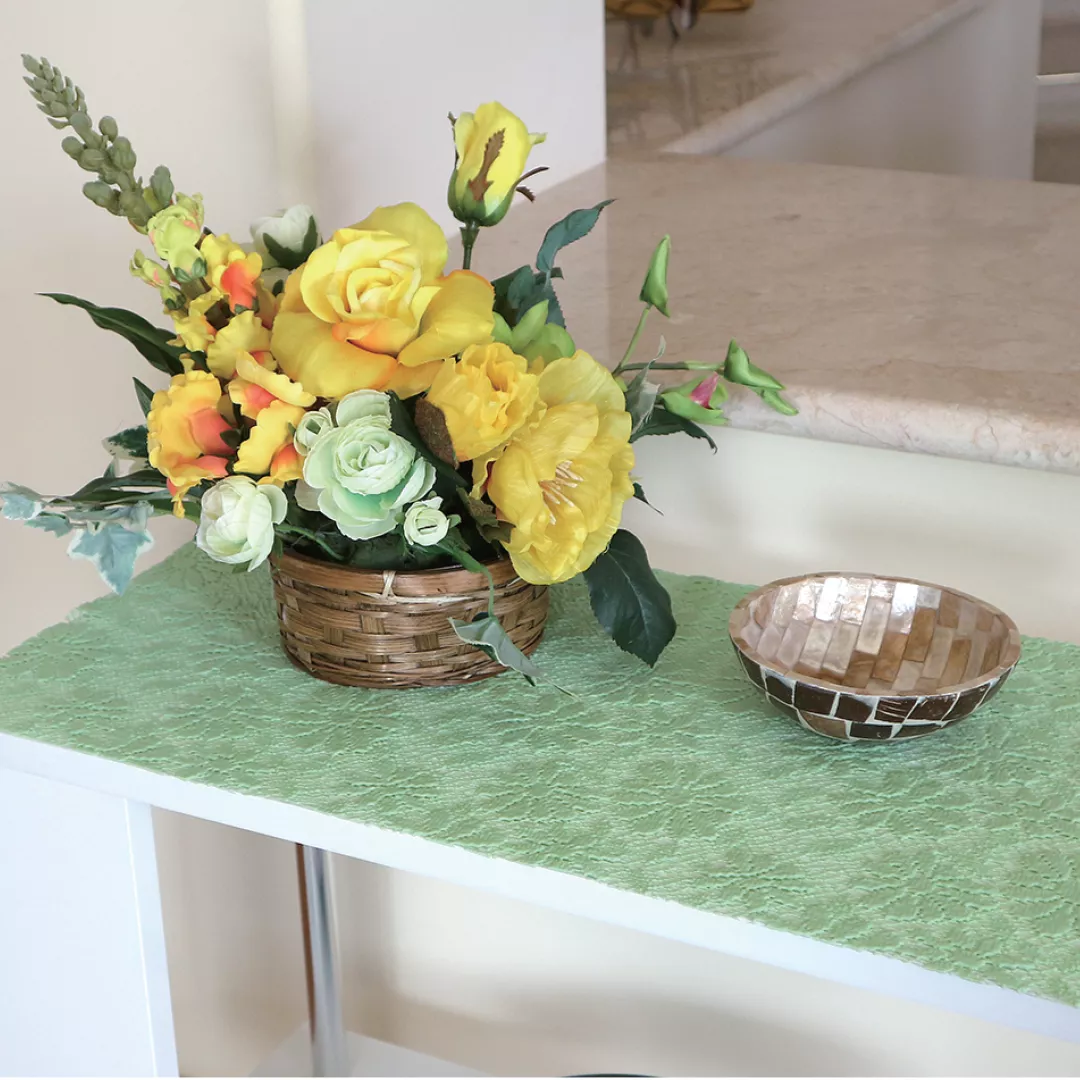 Folie antiderapanta, din PVC, uz universal, cu model floral, 1.25m, verde [2]