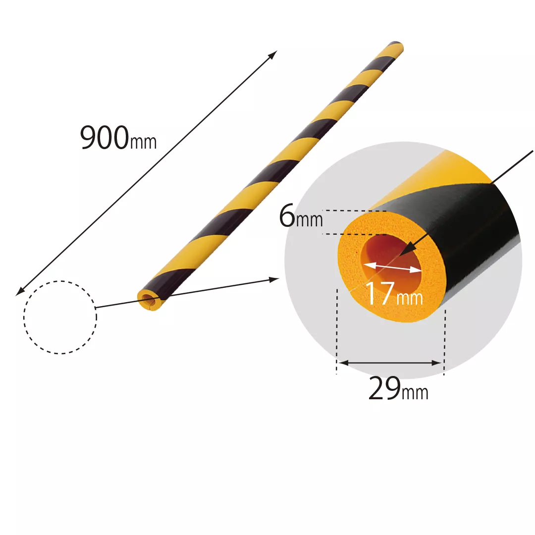 Izolatie teava, din spuma, pentru semnalizare, negru-galben, 90cm [2]