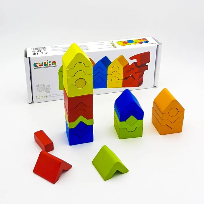 Jucarie Din Lemn Cubika, Set de constructii Turnuri, 18 luni+ [3]