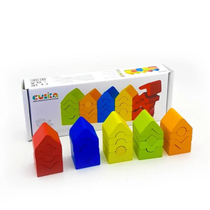 Jucarie Din Lemn Cubika, Set de constructii Turnuri, 18 luni+ [4]