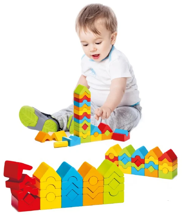 Jucarie Din Lemn Cubika, Set de constructii Turnuri, 18 luni+ [2]