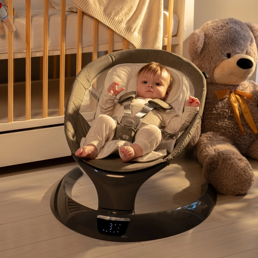 Leagan electric pentru bebelusi, cu spatar reglabil si senzor de miscare, AppeKids Evoque - Gri [5]