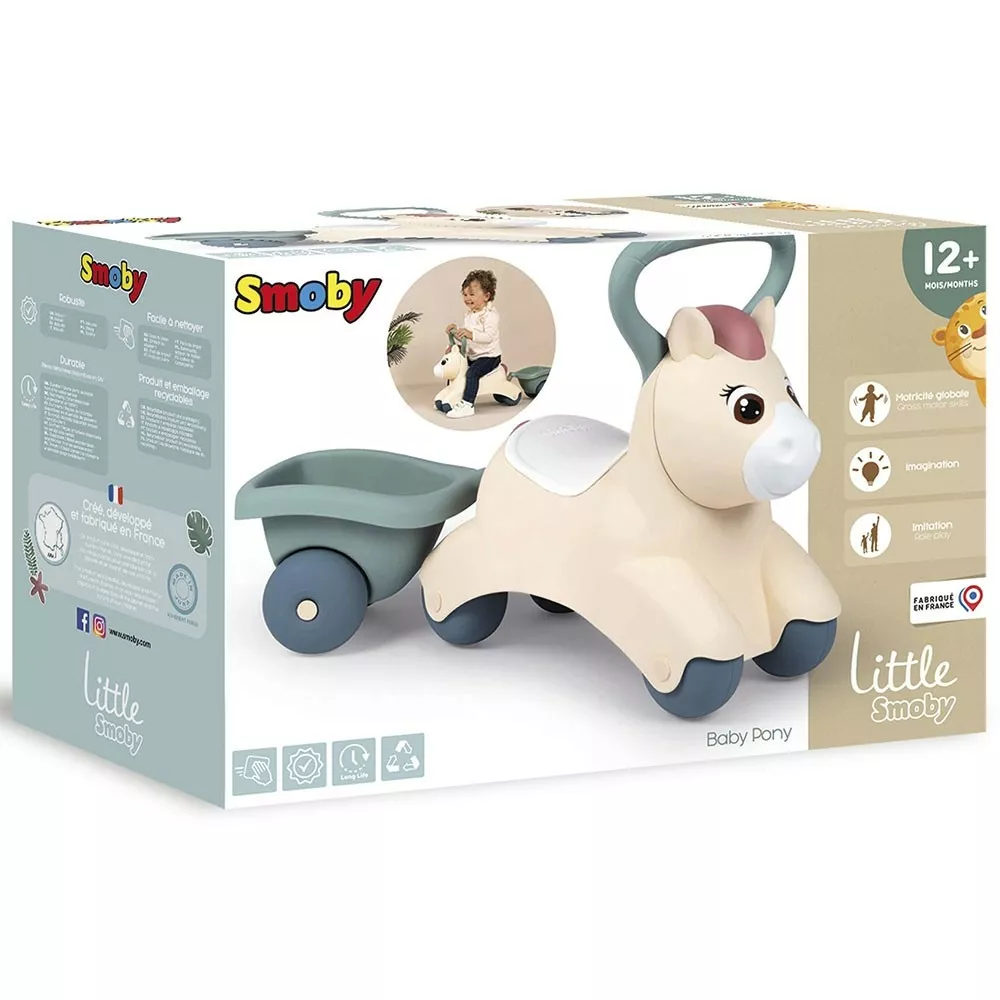 Masinuta de impins pentru copii, cu remorca, 1 an+, Smoby Pony [10]