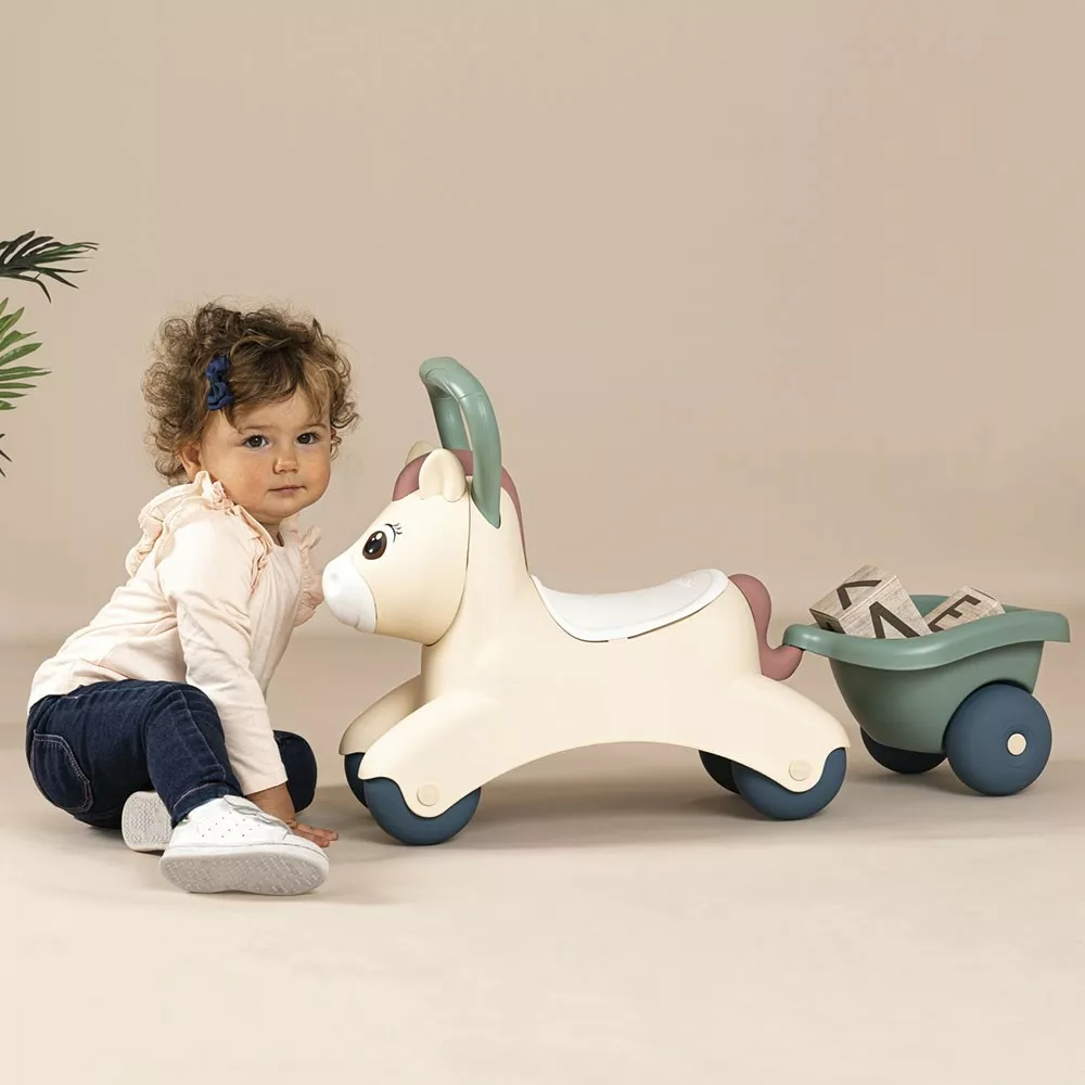 Masinuta de impins pentru copii, cu remorca, 1 an+, Smoby Pony [7]