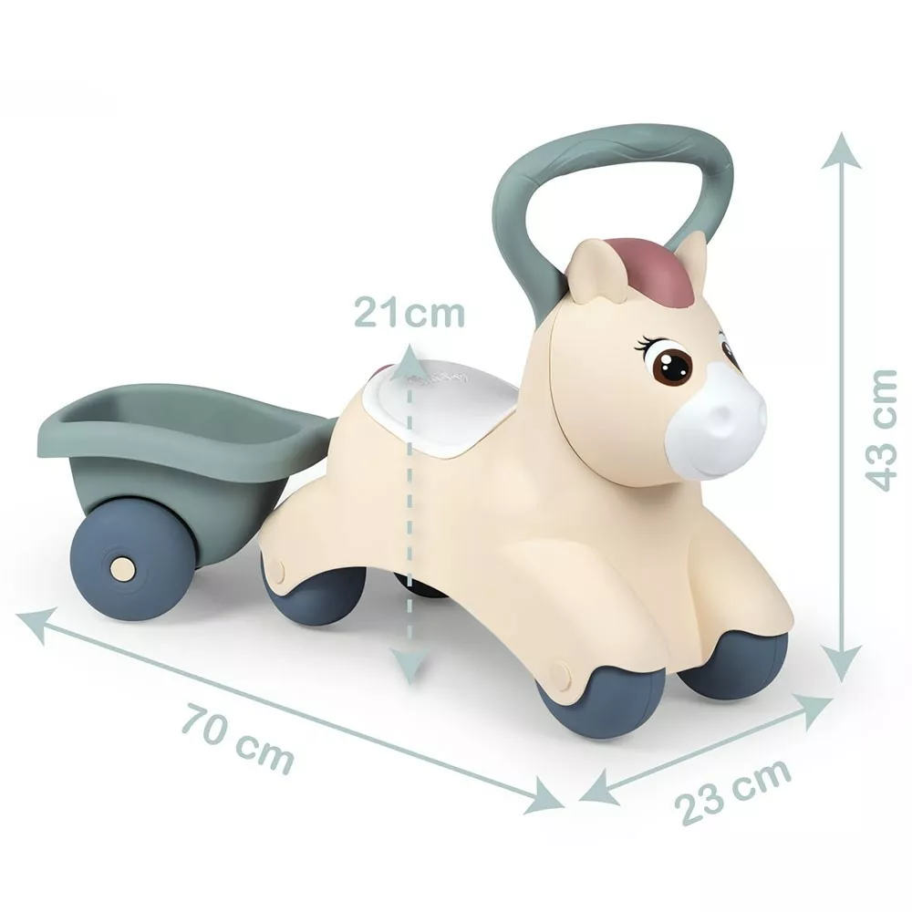 Masinuta de impins pentru copii, cu remorca, 1 an+, Smoby Pony [3]