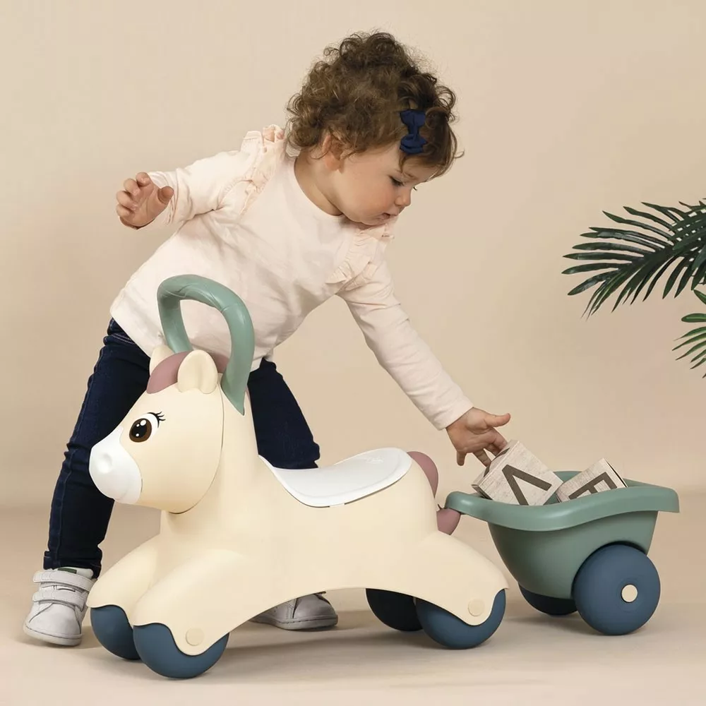 Masinuta de impins pentru copii, cu remorca, 1 an+, Smoby Pony [6]