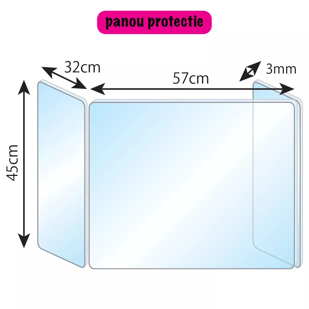 Panou acrilic de protectie in forma de U, 45x57x32x3 [3]