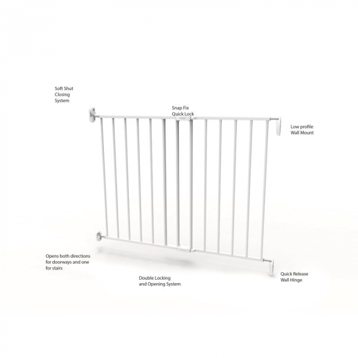 Poarta de siguranta extensibila pentru copii, Noma, 62–102 cm, metal alb [7]