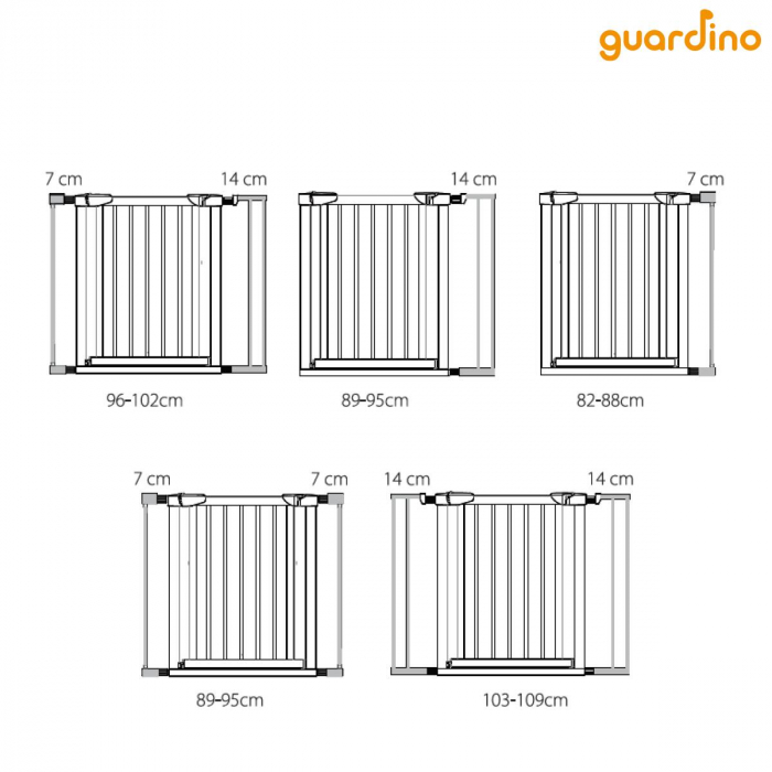 Poarta de siguranta pentru copii, 75-81 cm, montare prin presiune, metal, alb, Guardino [8]
