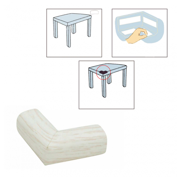 Protectie Colturi Mobila Copii Set 4buc Spuma Lemn Alb [5]