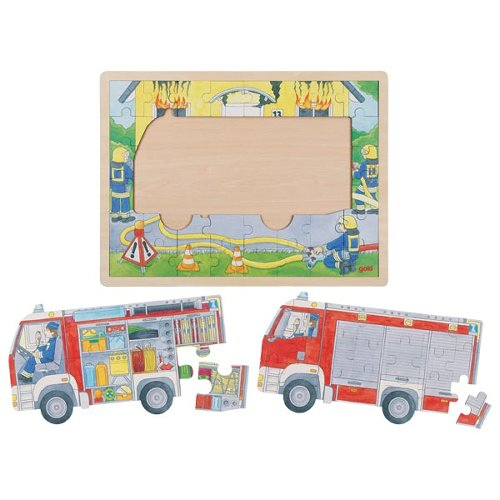 Puzzle Copii 3 Ani+ Masina De Pompieri 2 In 1 Goki [2]