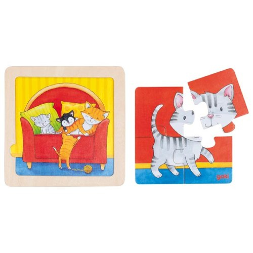 Puzzle Educativ Lemn 2 in 1 Copii 1 an+ Set 4 Buc Animalute [2]