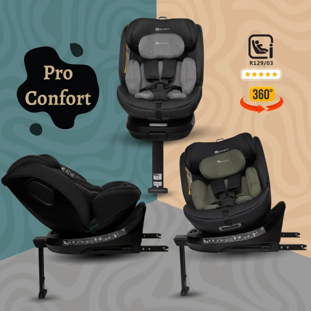 Scaun auto Appekids, I-SIZE, 40-150 cm, Rear Facing 360°, Pro Confort - Verde [3]