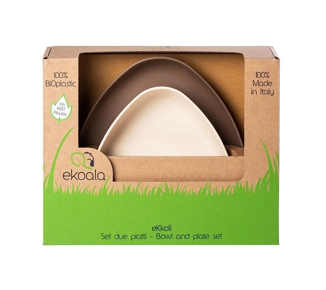 Set 2 farfurii, eKoala, BIOplastic, Alb / Maro [5]