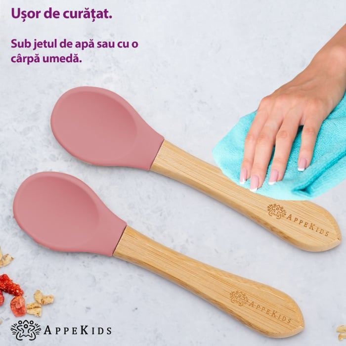 Set Lingurite din bambus, AppeKids - Roz [2]