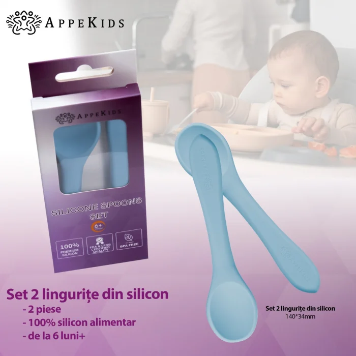 Set Lingurite din silicon, AppeKids - Albastru [3]